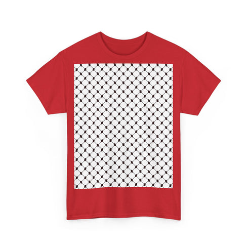 Keffiyeh Pattern Heavy Cotton Tee - Modern Mesh Design Streetwear T-Shirt